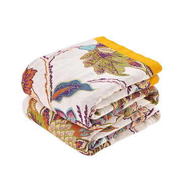 Boho Throw Blanket 100% Cotton Vintage Blanket Muslin Woven Flower Decorative Throw Blankets All Season Bohemian