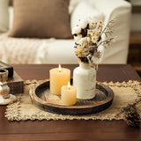 Farmhouse Wooden Candle Tray - 11 Inch Round Decorative Trays for Coffee Table Dining Centerpiece Kitchen Counter