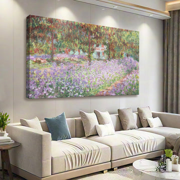 Irises in Monet's Garden, 1900 by Claude Monet - Large Canvas Art Bathroom Wall Decor Painting Print Framed Bedroom