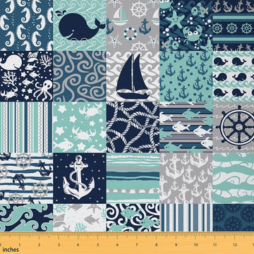 Nautical Anchor Upholstery Fabric Soft 3 Yard