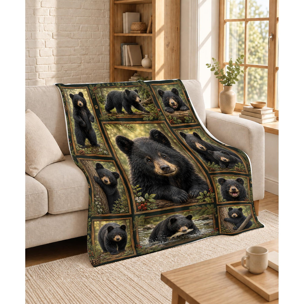Black Bear Throw Blanket Gifts for Bear Lovers 50"x60"