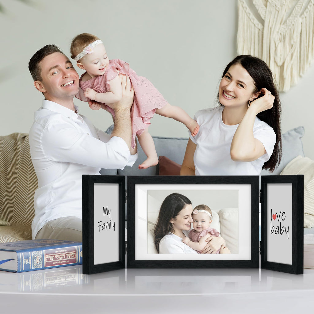 3 Picture Frame 4x6 Black 5x7 Collage Triple Photo Frames for Desk