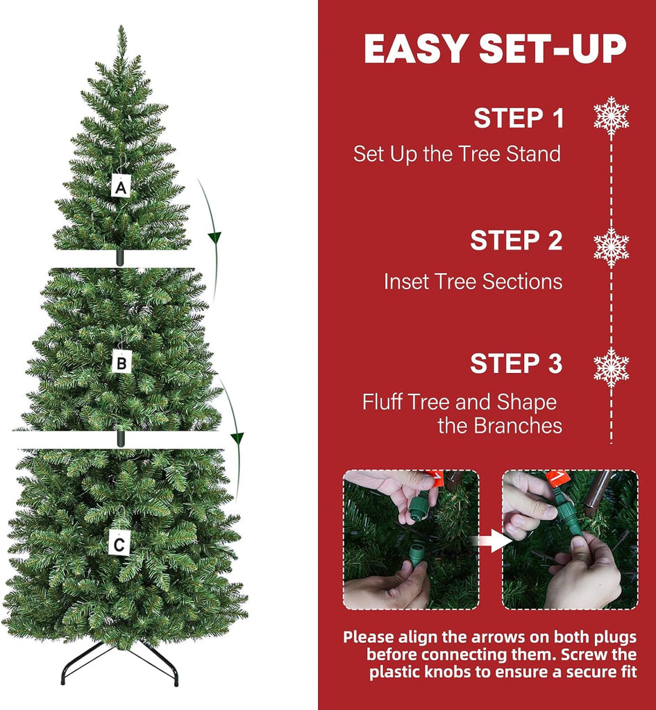 Prelit Pencil Christmas Tree with 792 Branch Tips