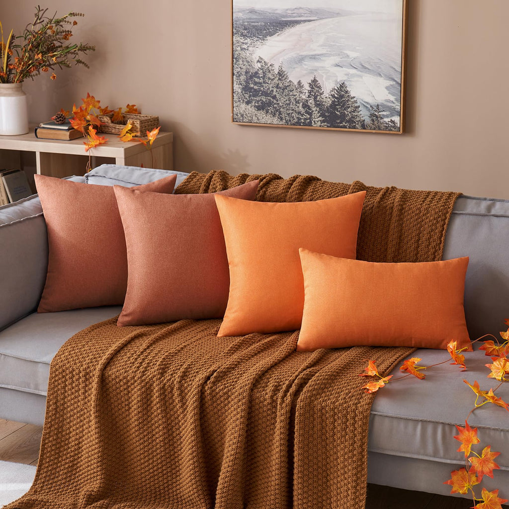 Decorative Outdoor Pillow Covers Fall 16x16 Rust