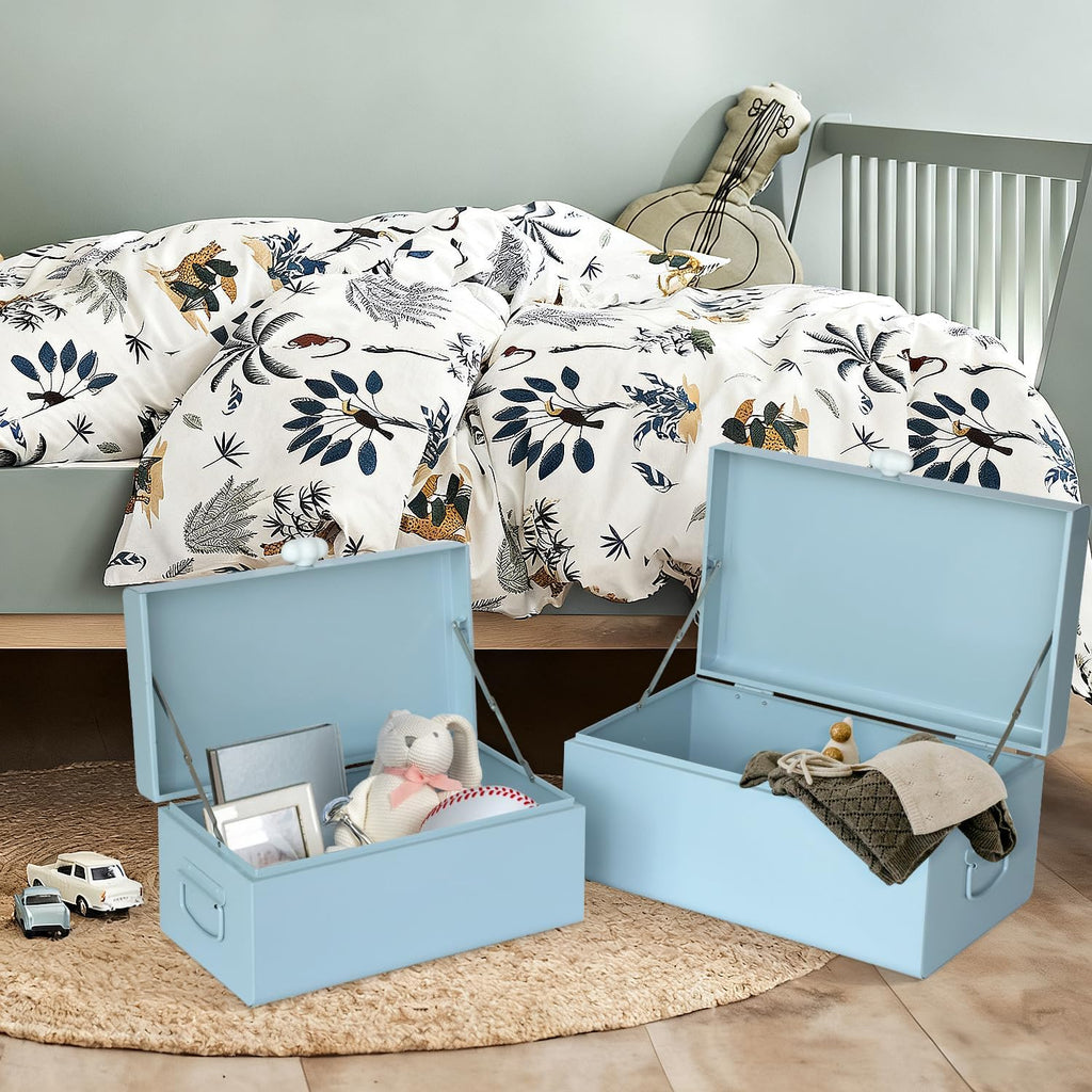 Large Decorative Box Metal Keepsake Trunk with Cloud-shaped Decorative Clasp for Reception,Wedding,Baby & - Set of 2