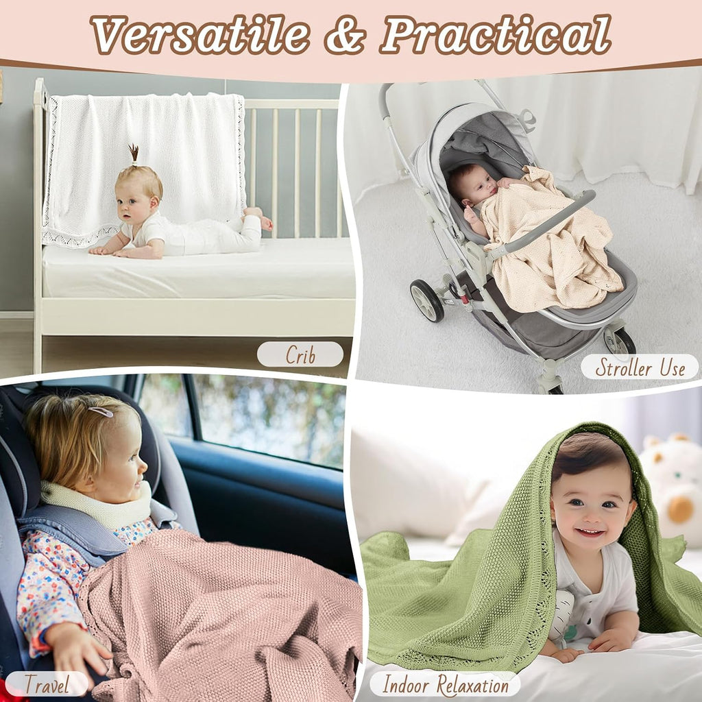 Cotton Baby Blanket 31x40, Soft Breathable Swaddle Crib Stroller