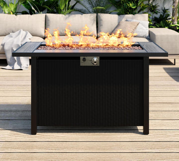 45in Fire Table, Propane Fire Pit with Removable Lid & Waterproof Cover