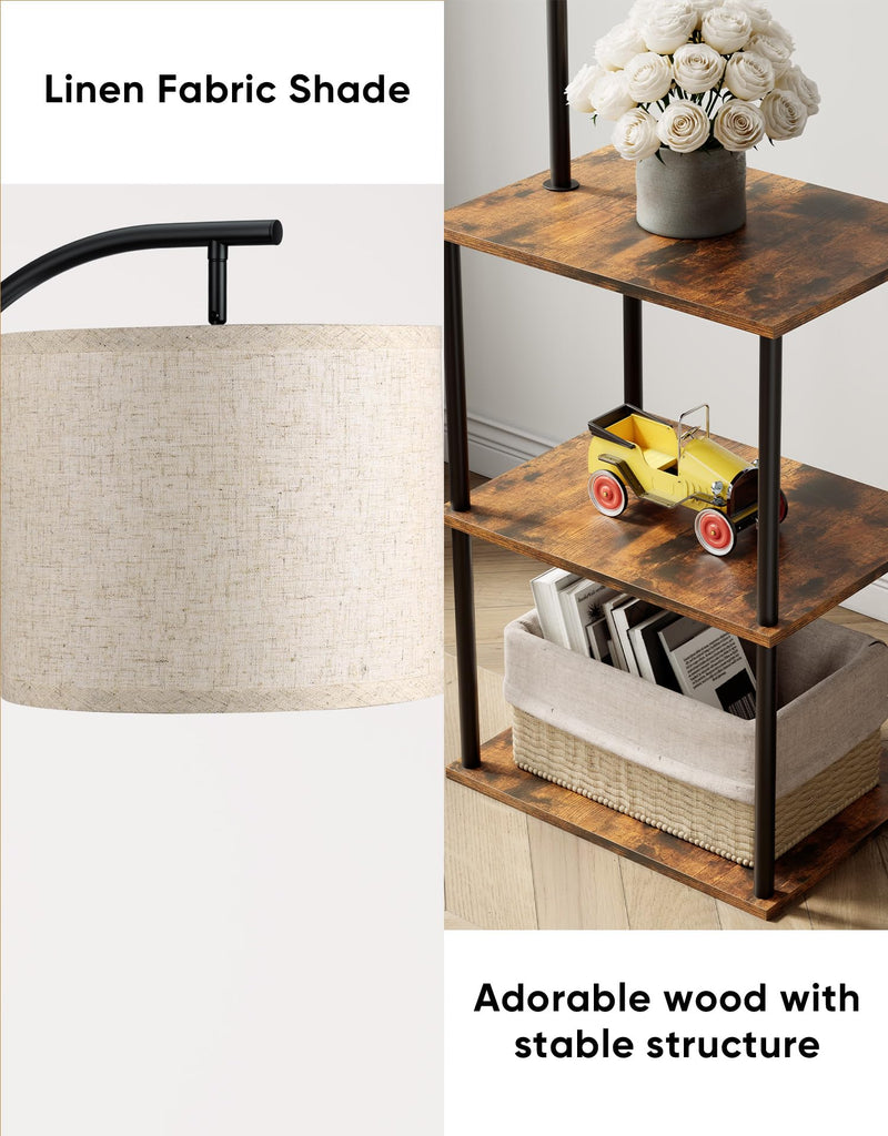 Floor Lamp with Table,Night Stand Lamp,End Side Table Brown
