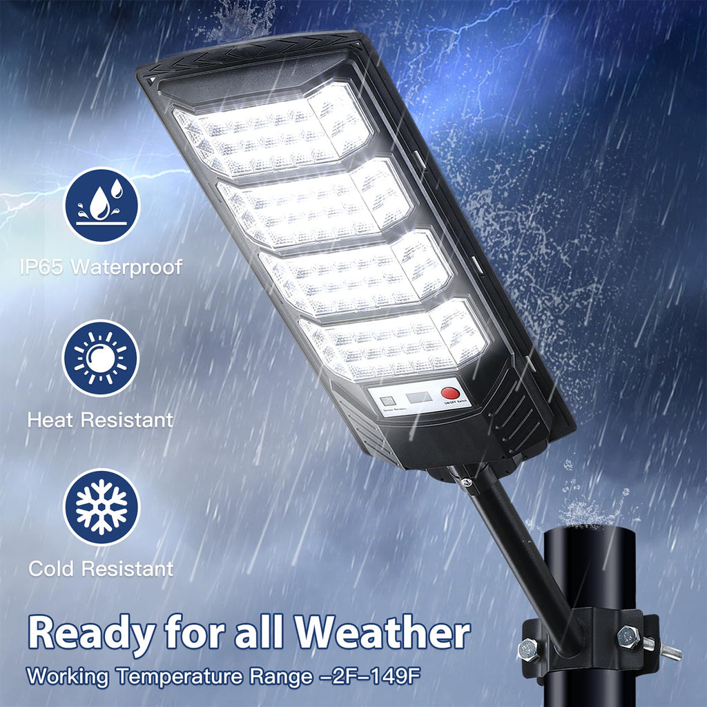 6 Pack Solar Street Lights Outdoor Waterproof, 6500K LED Motion Sensor Lights, Dusk to Dawn Solar Flood Lights with