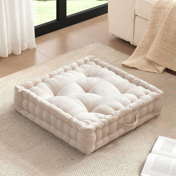 Floor Pillow, Large Cushion for Meditation, 24x24 Ivory