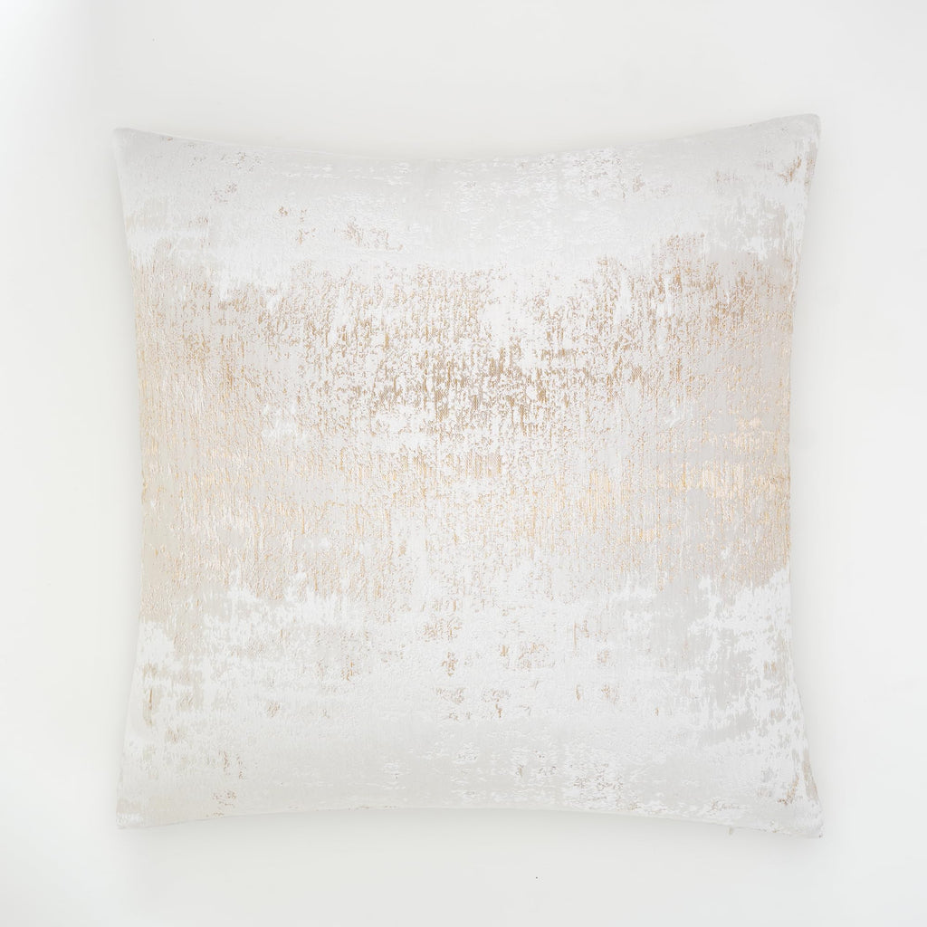 Ivory Cream Gold Metallic Jacquard Throw Pillow Cover 24x24, Velvet Back, Modern Glam Decorative Cushion Cover for