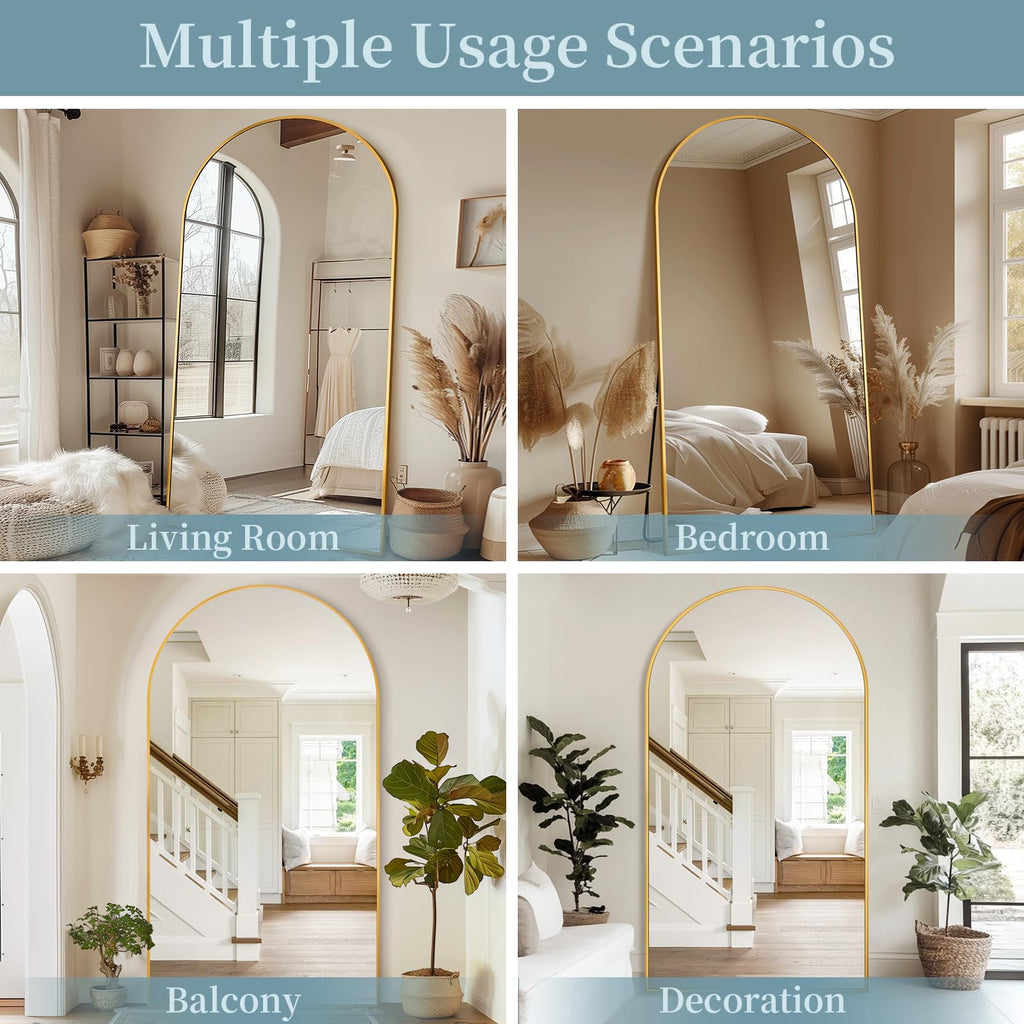 81"x41" Arched Full Length Mirror with Stand,Full Body Floor Mirror
