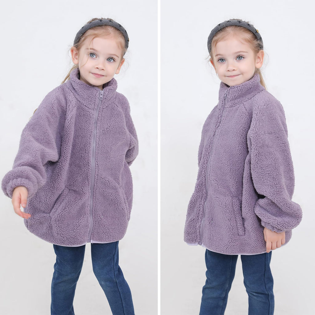 Toddler Kids Sherpa Fleece Jacket Baby Boys Girls Zipper Overcoat Thick Warm Outerwear