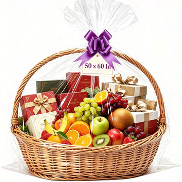 7 Pcs 50"x60" Cellophane Bags for Gift Baskets Wrap