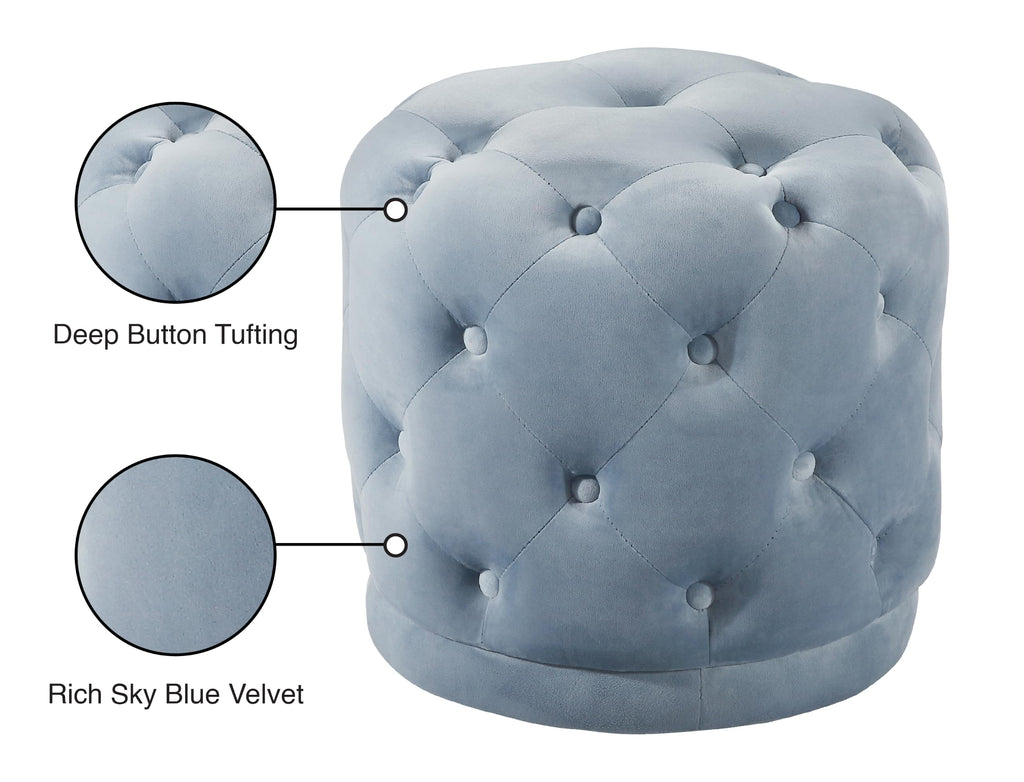 Harper Collection Modern | Contemporary Velvet Upholstered Ottoman/Stool with Deep Button Tufting, Solid Wood Frame