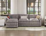 119” Sectional Sofa Modern Deep Couch with Reversible Ottoman
