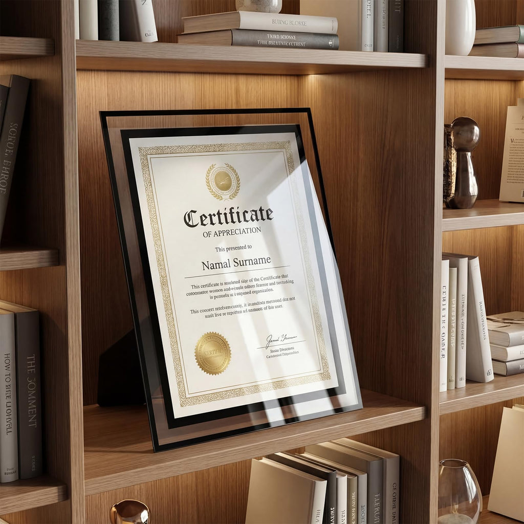 12 Pack 8.5 by 11 Black Glass Certificate Frame, 8.5x11 School Frame