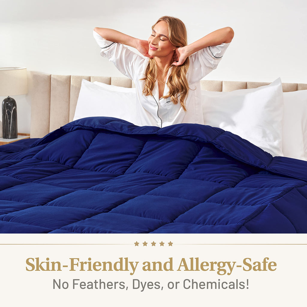 Luxury Dark Blue Comforter | Navy Blue Duvet | Premium Bedding | Down Alternative Duvet Insert | Machine Washable