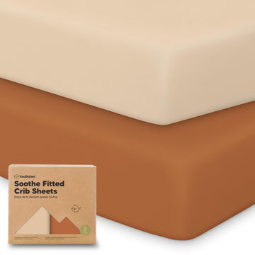 2pk Organic Cotton Crib Sheets for Boys Girls 52x28, Rust