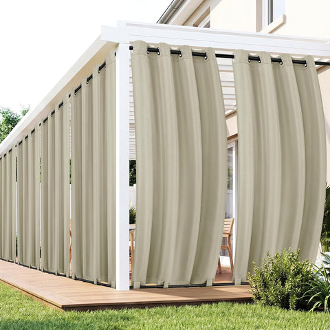 Gazebo Curtains Outdoor Waterproof 6 Panels - Windproof, Privacy, Weatherproof Outside Drapes for Patio Pergola Porch, Grommet Top and Tab Bottom Drape, 54x95 Inch, Taupe