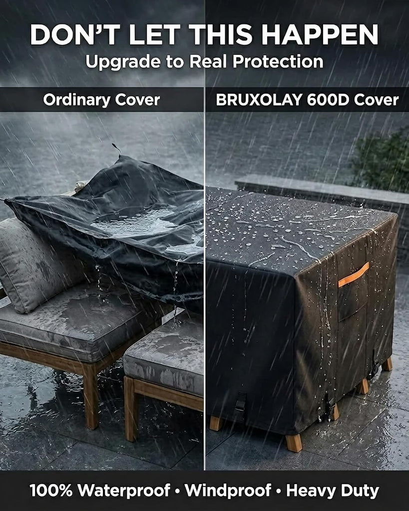 Outdoor Patio Furniture Cover Rectangular, Heavy Duty 600D Waterproof Cover for Table & Chair Set, Windproof, UV