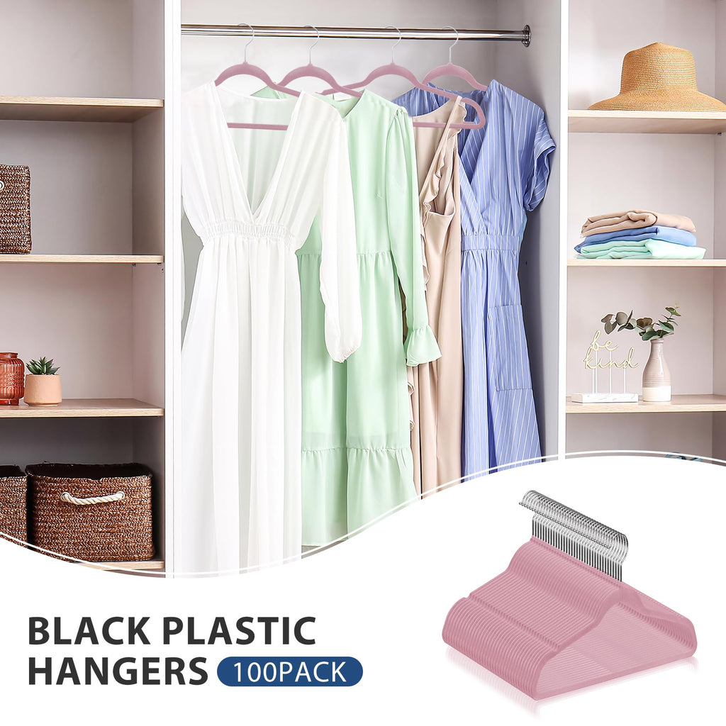 Velvet Hangers 100 Pack, Premium Clothes Hanger Slim Non-Slip Notched for Suit Coat Pants Dress, 360 Degree Swivel