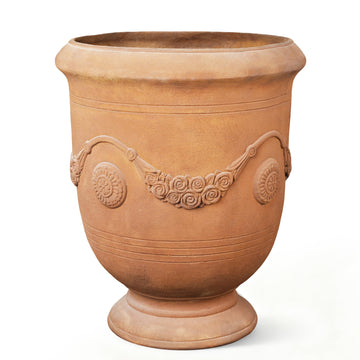 Urn Planter, 16.5 Inch Large Garden Plant Pots, Rust Color