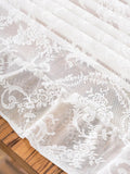 White French Lace Ruffle Tablecloth 60 x 102 Inch with Ruffled Edge, Fits Round and Rectangular Tabl