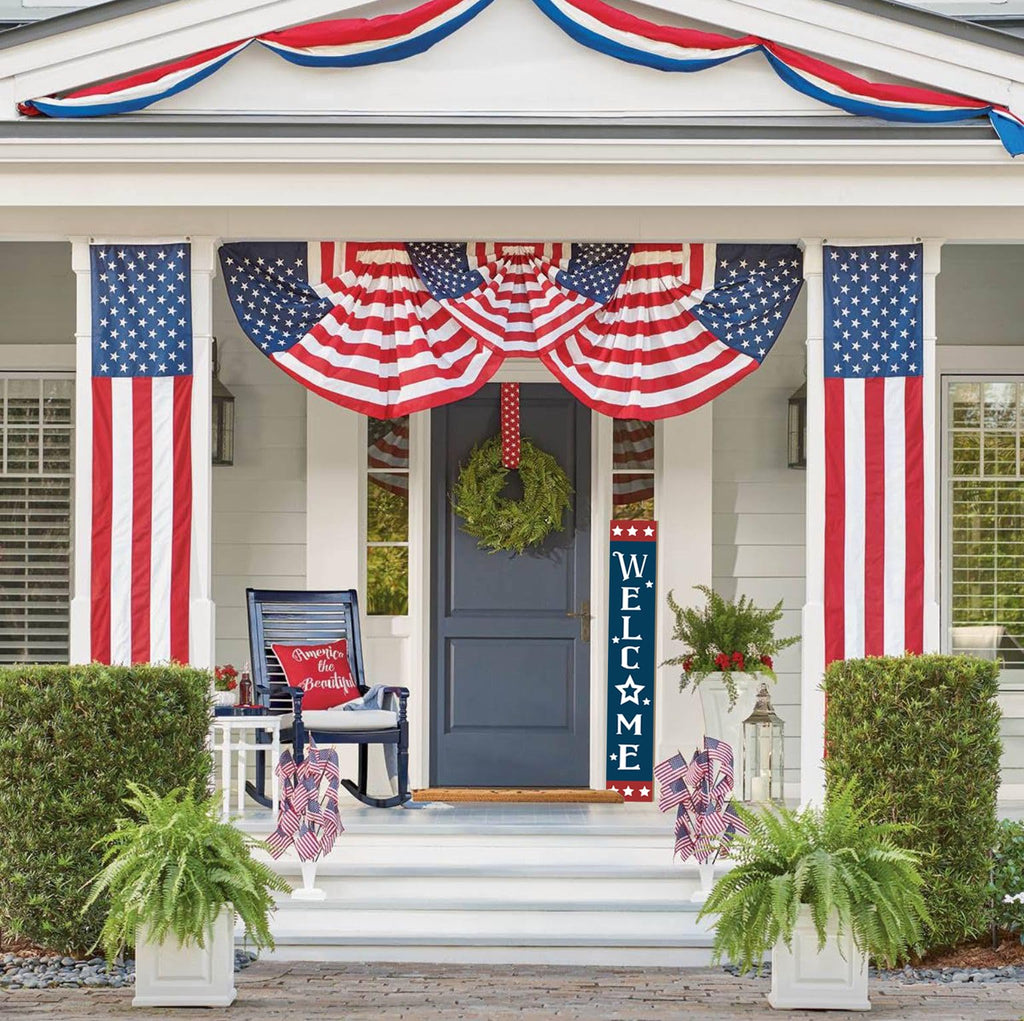 Patriotic Wooden Porch Sign 47" 4th of July Independence Day Large Welcome Sign Memorial Day Vertical Indoor Outdoor