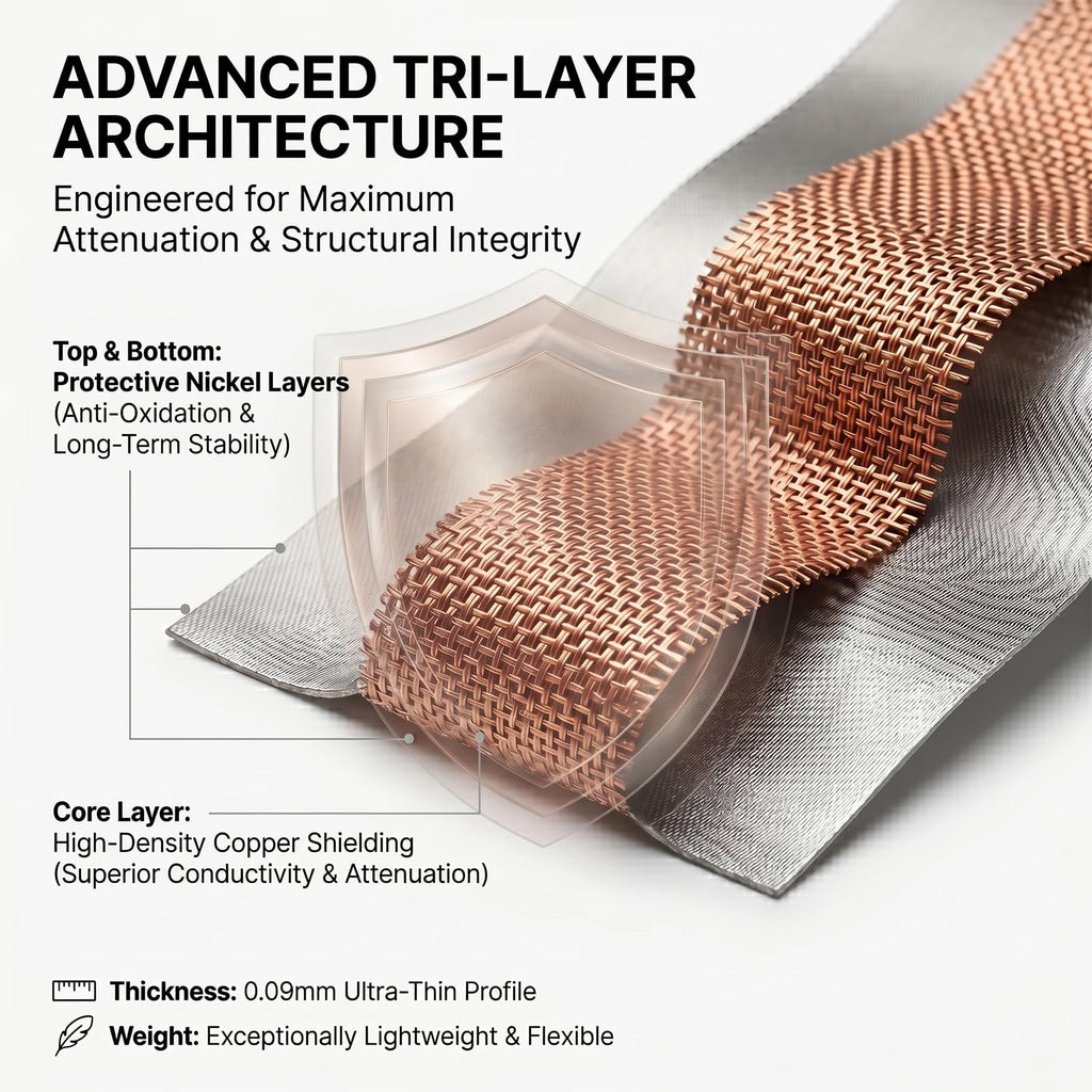 Faraday Fabric Roll (43" x 118") - Conductive EMI Isolation Cloth & EMF Shield Protection, Electromagnetic