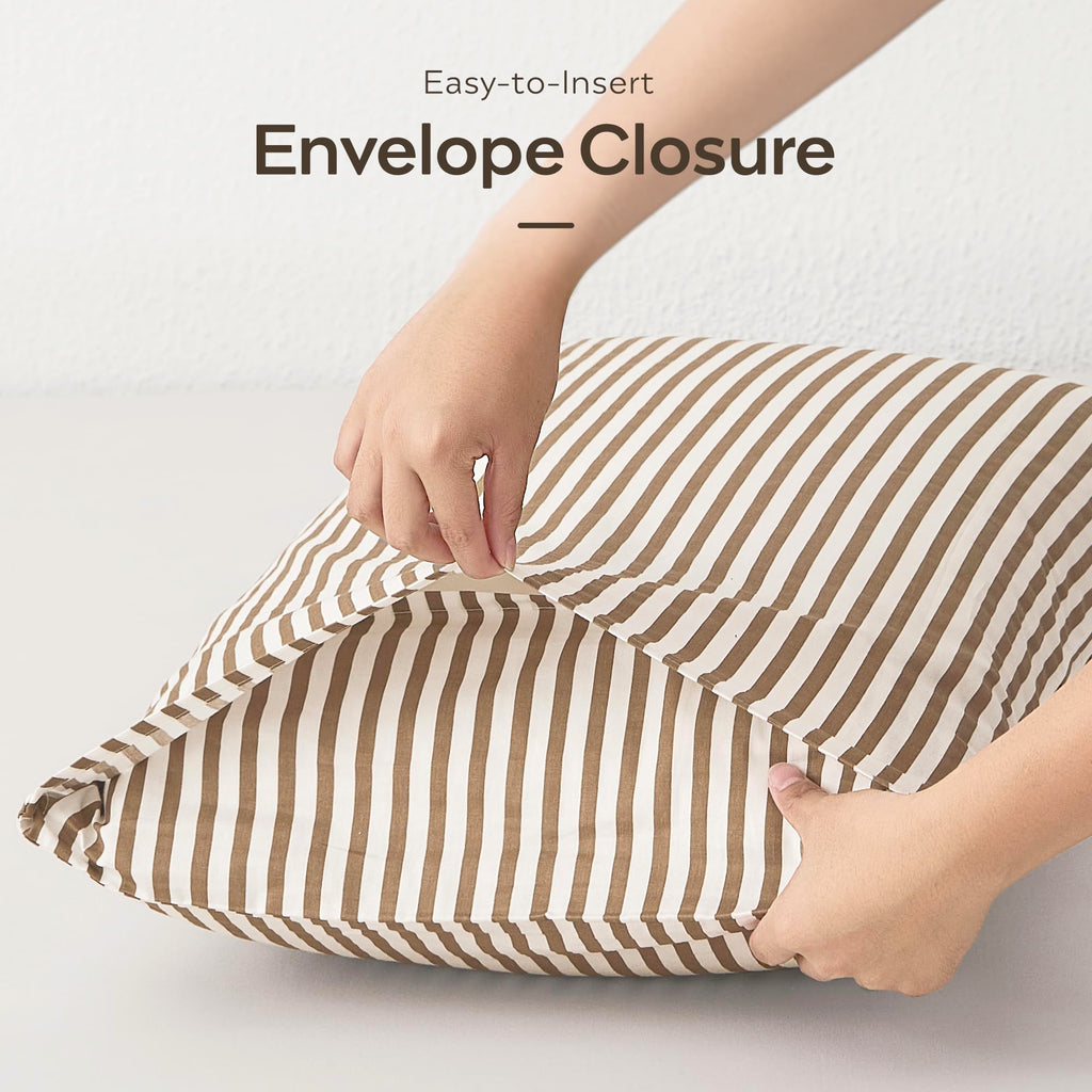 100% Cotton Sheet Set, Brown Striped, Full