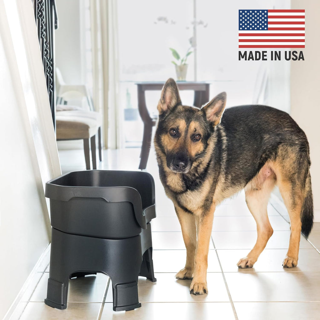 Feeder Deluxe Mess-Proof Elevated Dog Bowls for Large Dogs (40+ lbs), 2 Height Adjustable (14.5" & 17.5") No-Spill