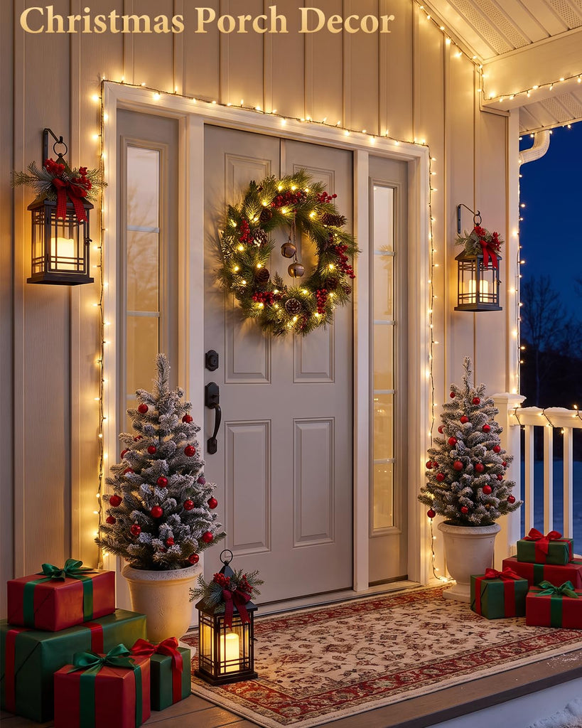 Christmas Candle Lantern Decorations Indoor Outdoor for Porch Decor 15.6"