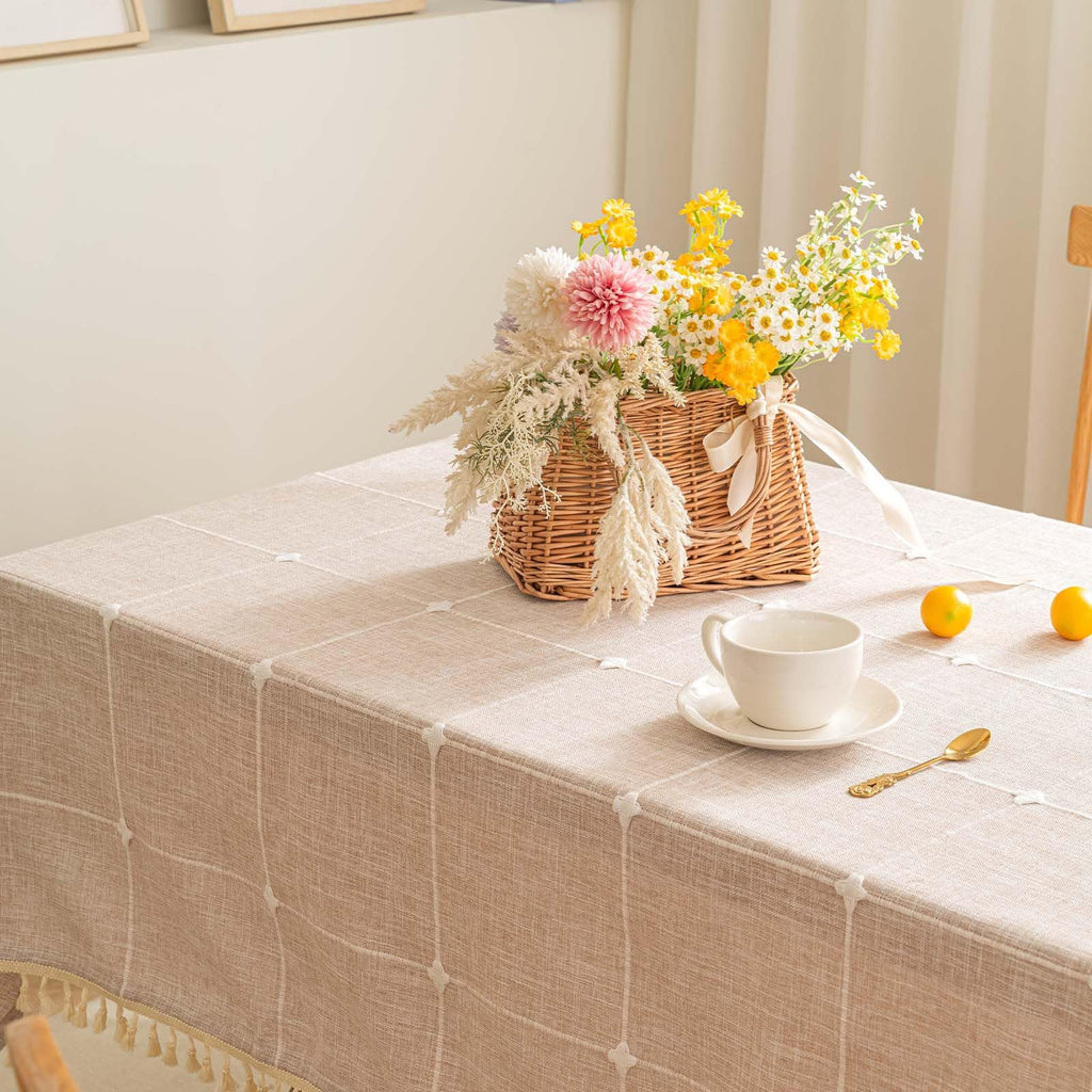 Farmhouse Tablecloth Cotton Linen Waterproof Burlap Table Cloth Rectangle Table Cloths Dinning Tabletop