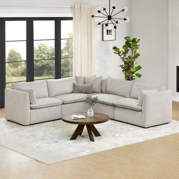 Luxury Oversized V-Shaped Sectional Sofa Couch, Premium Down Filled Cloud Modular Sectional, FSC Certified