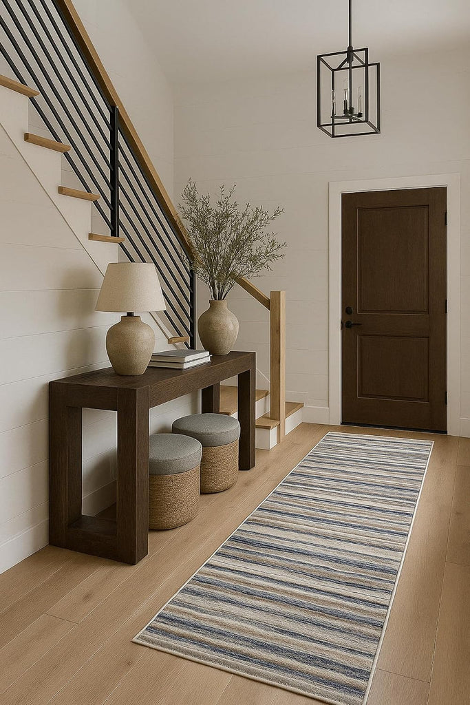 Havana 2' x 8' (2'3" X 8') Scandinavian Indoor Runner Rug, Contemporary, Blue Brown - Entryway, Hallway, Bathroom