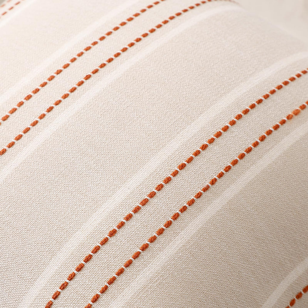 Fall Rust Terracotta Throw Pillow Covers 18x18 Stripe Pillow Covers