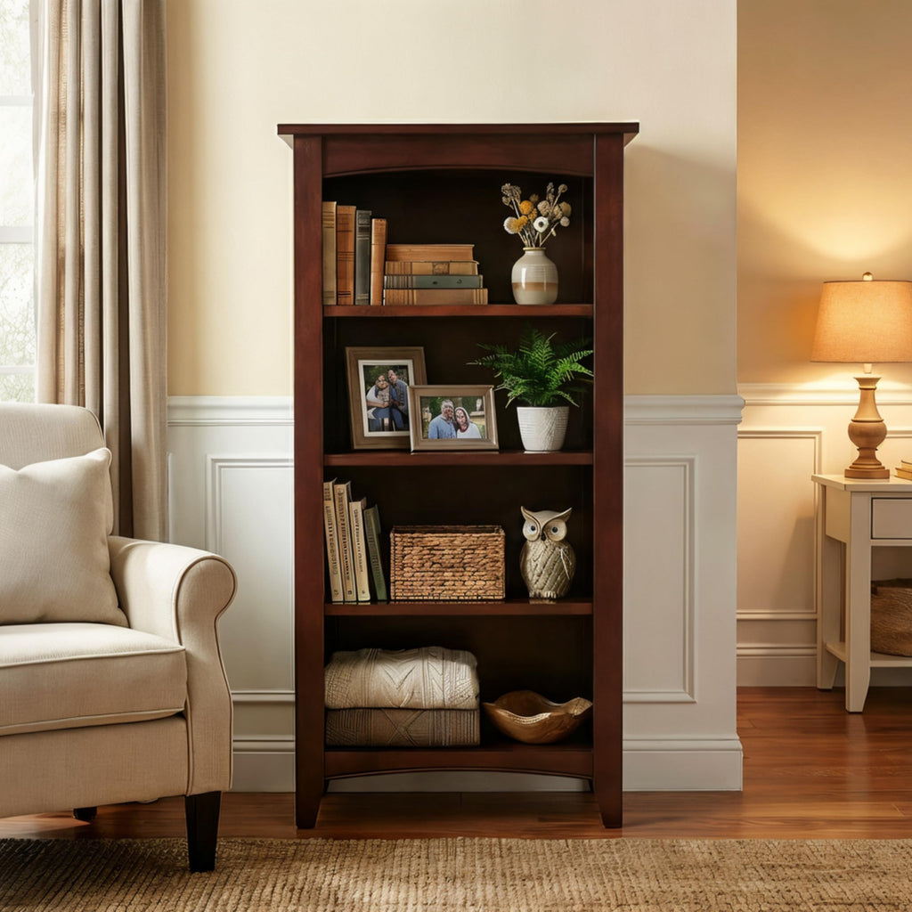 Shaker Cottage 4-Shelf Bookcase, Espresso, 22"W x 48"H