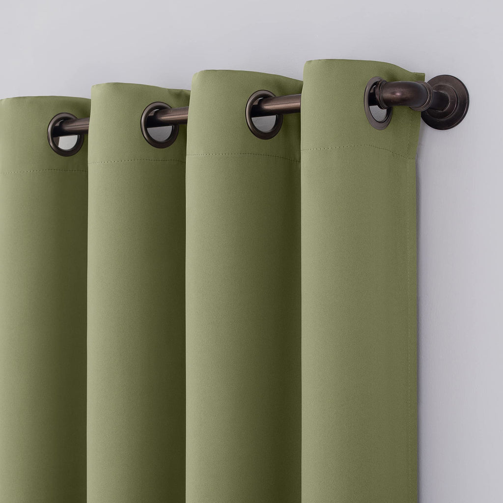 Nordic 2-Pack Theater Grade Noise Reducing Extreme 100% Blackout Grommet Curtain Panel Pair, 52" x 84, Sage Green