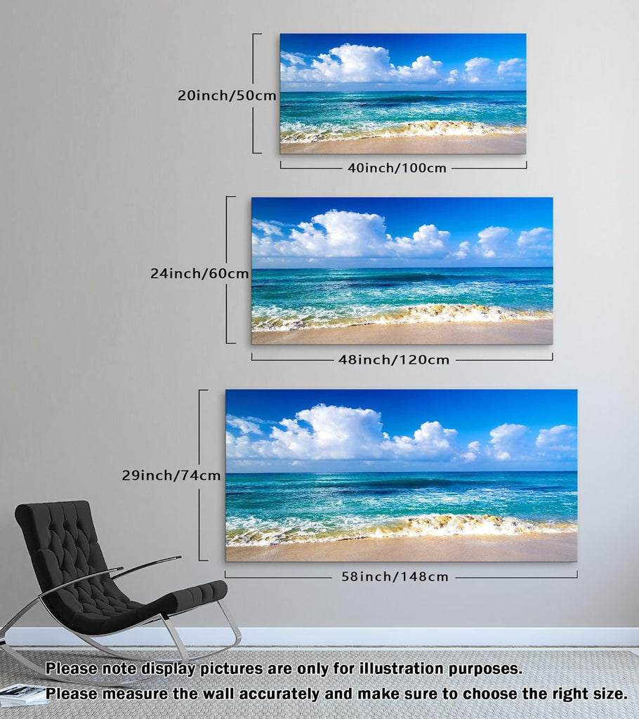 BK6750 Beach Wall Art Canvas Prints - Ocean Seascape Tropical Blue Sea Coast Picture Nature Landscape Artwork Bedroom