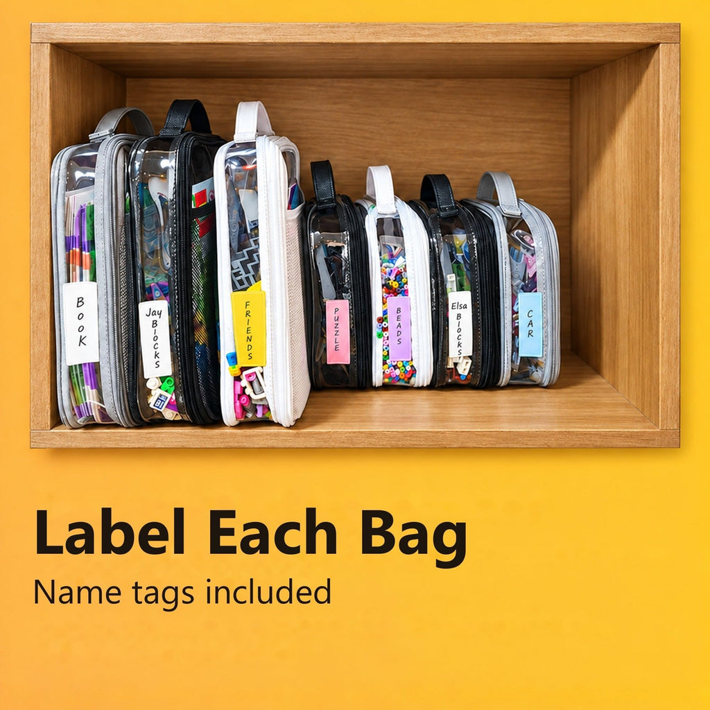 Clear Toy Storage Bags with Zipper, 4 Pack Building Block & Brick Organizer
