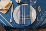 French Stripe Tabletop Collection Farmhouse Style Dining Table Linen Tablecloth, 60x84, Blue Chambra