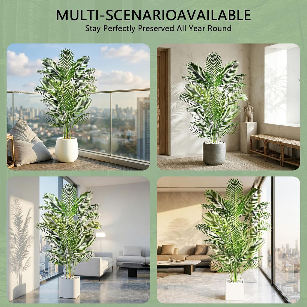 Artificial Palm Tree 6FT, Realistic Tropical Faux Plants Indoor - Set of 2