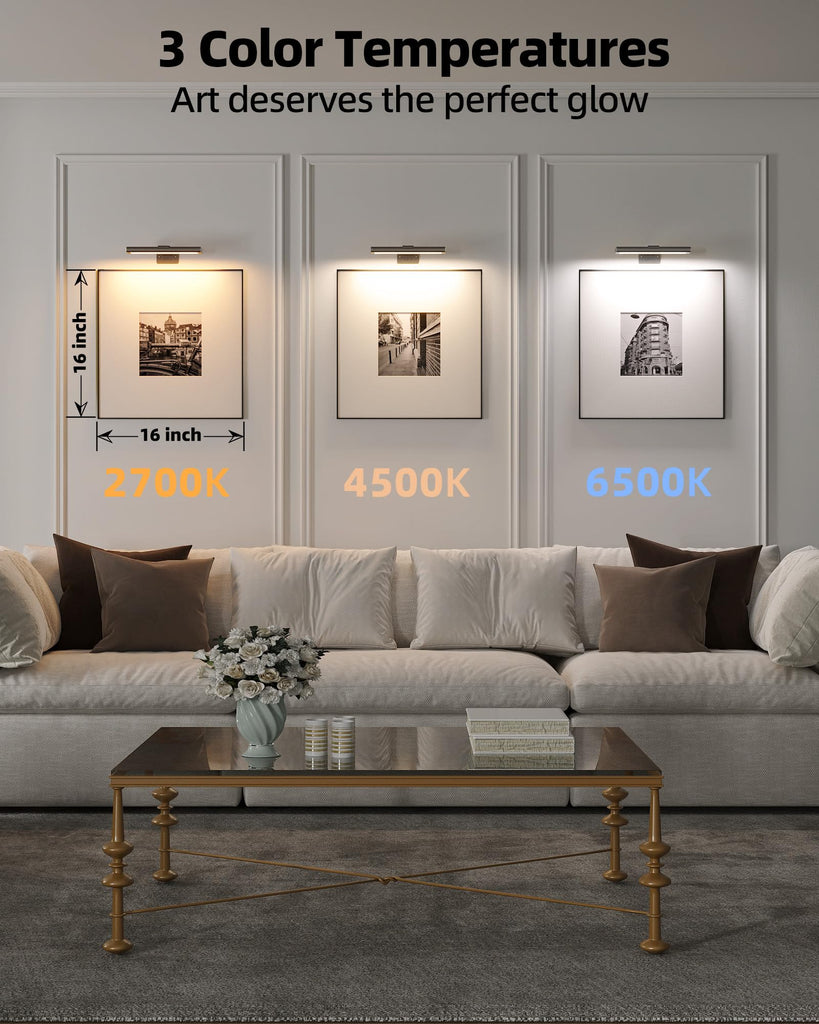 Picture Light for Wall, Rechargeable 2400mAh Lights Wireless with IR Remote, 3 Color & Dimmable Magnetic 7.8'' LED
