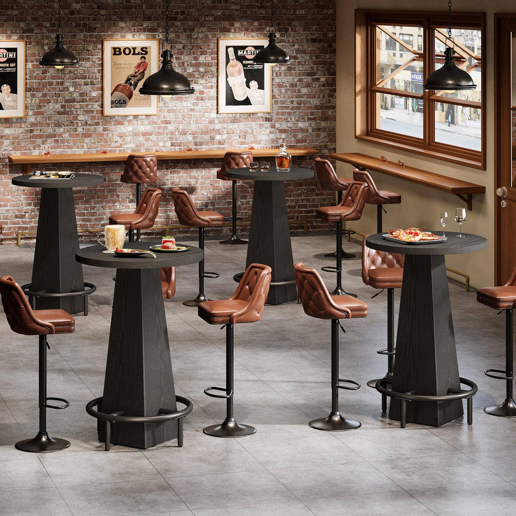 Bistro Pub Table, 37.4" High Round Bar Table for Small Bars