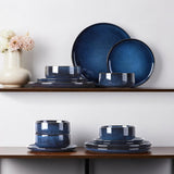 Dinnerware Sets for 4, 12-Piece Stoneware Plates and Bowls Set, Ceramic Dishes Reactive Glaze Dinning Ware