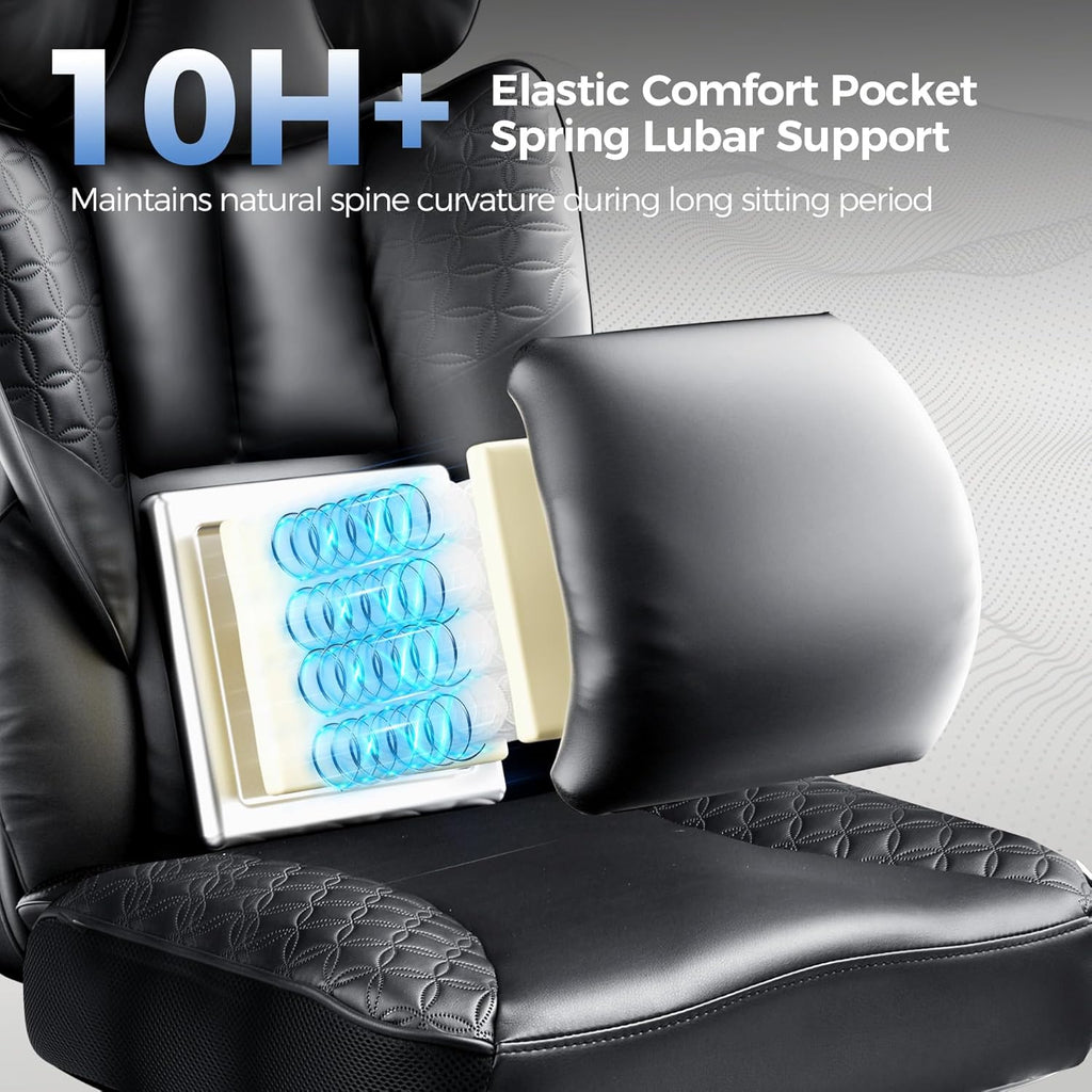 Big and Tall Gaming Chair 400lbs Heavy Duty Office Chair with Foot Rest & Ergonomic Pocket Spring Lumbar Support