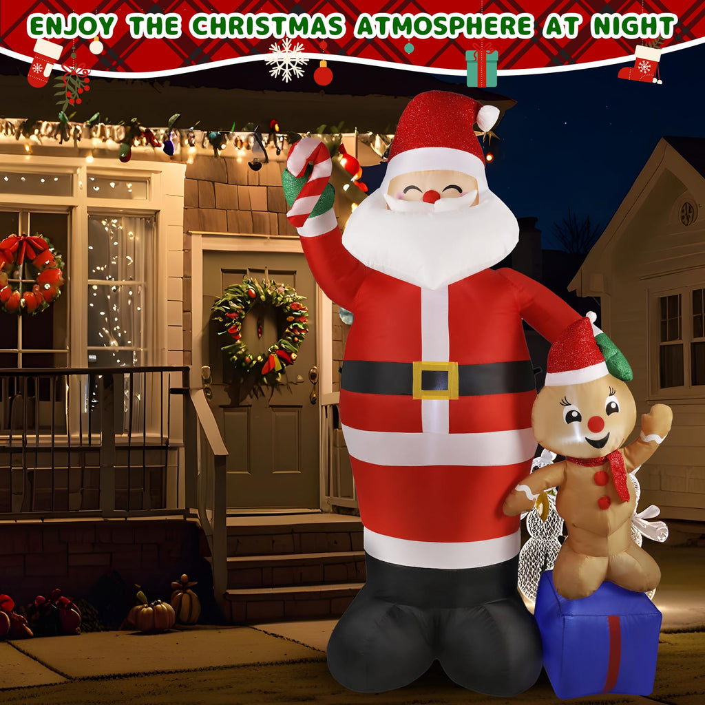 7FT Christmas inflatables - Gingerbread Christmas Decorations with Santa