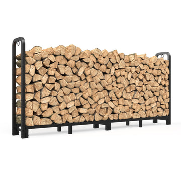 8ft Firewood Rack Outdoor Indoor, Upgraded Heavy Duty Adjustable Fire Wood Rack Holds Up to 4500lbs, Fireplace Log