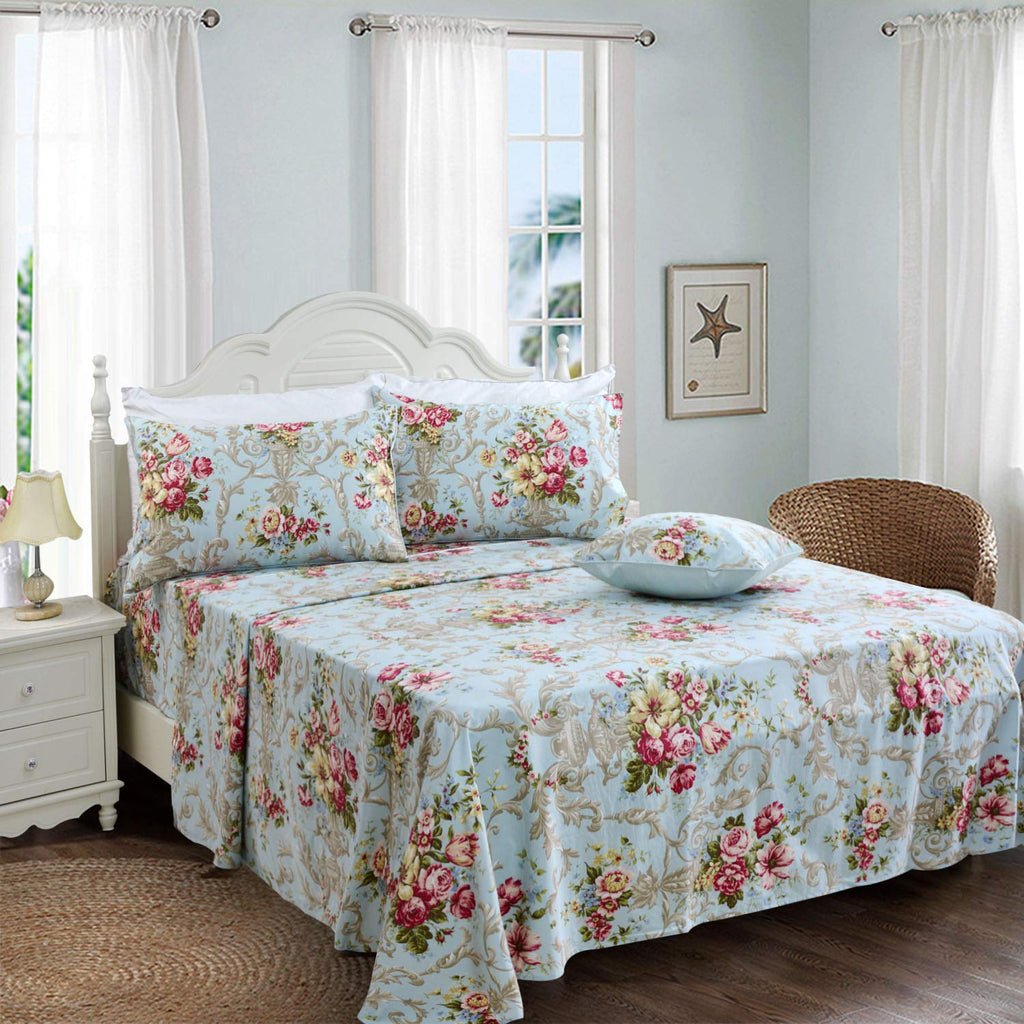 Shabby Floral Bedding Elegant Peony Sheets Set Luxury Bedding Collections 800 Thread Count 100% Egyptian Cotton Deep